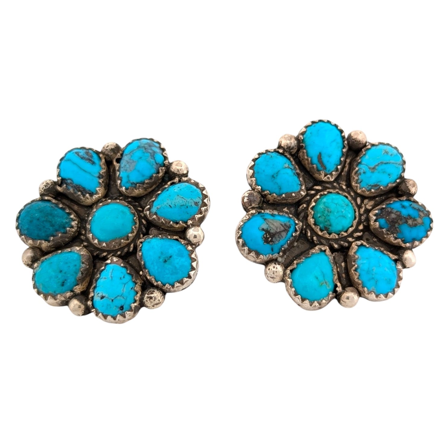 Buckskin Beau | New Native American Handmade Cluster Turquoise Earrings