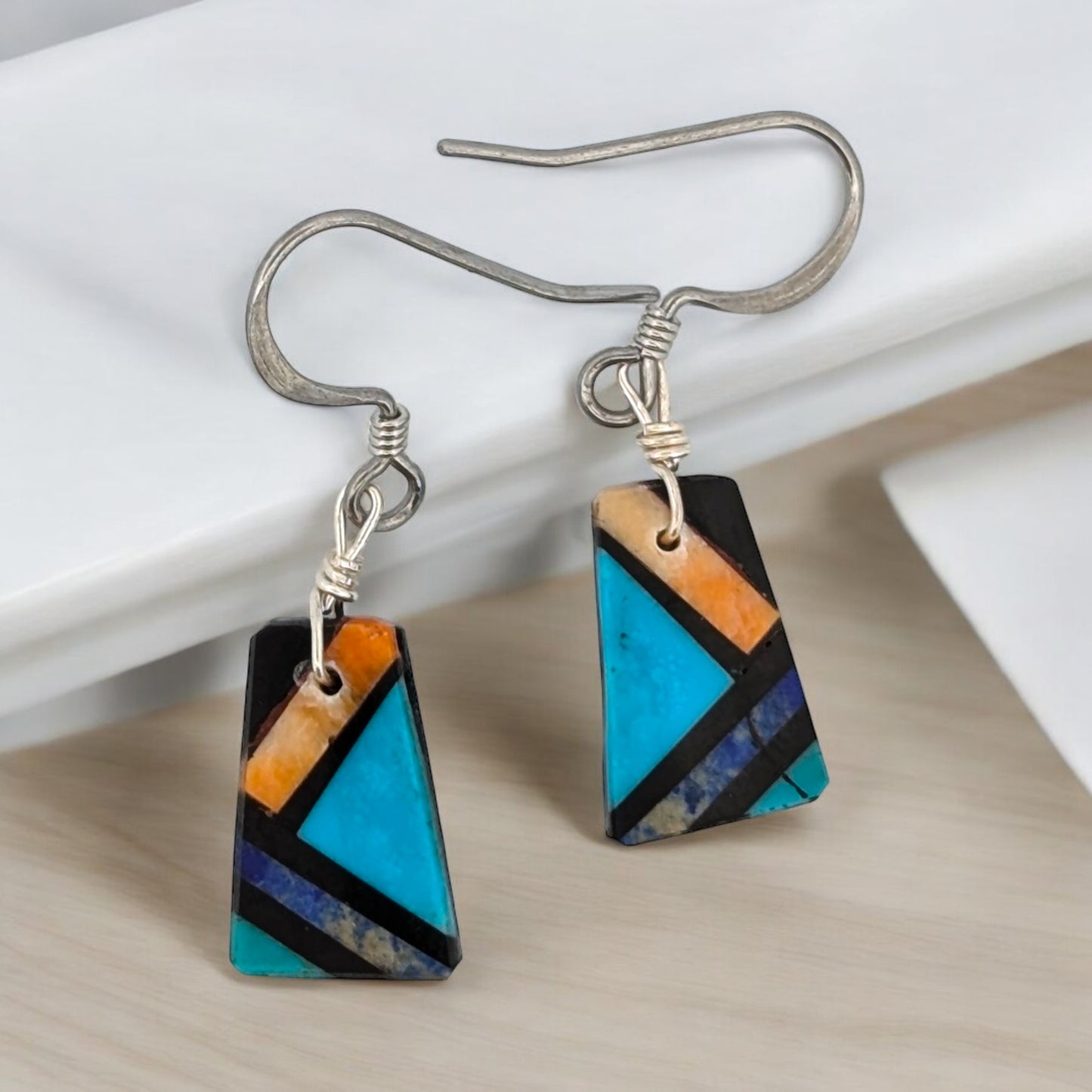 Thunder Mesa | New Native American handmade mosaic inlay earrings