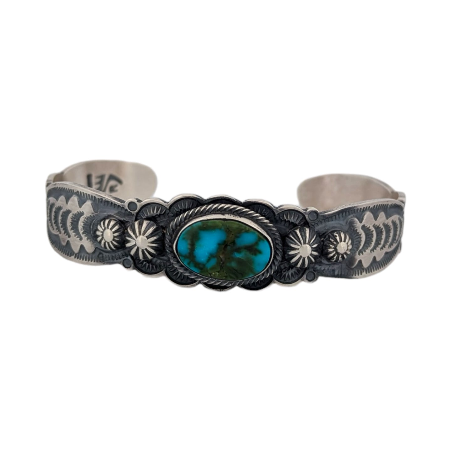 Cattail Crossing | Navajo Sterling Silver Cuff Bracelet with Sonoran Gold Turquoise