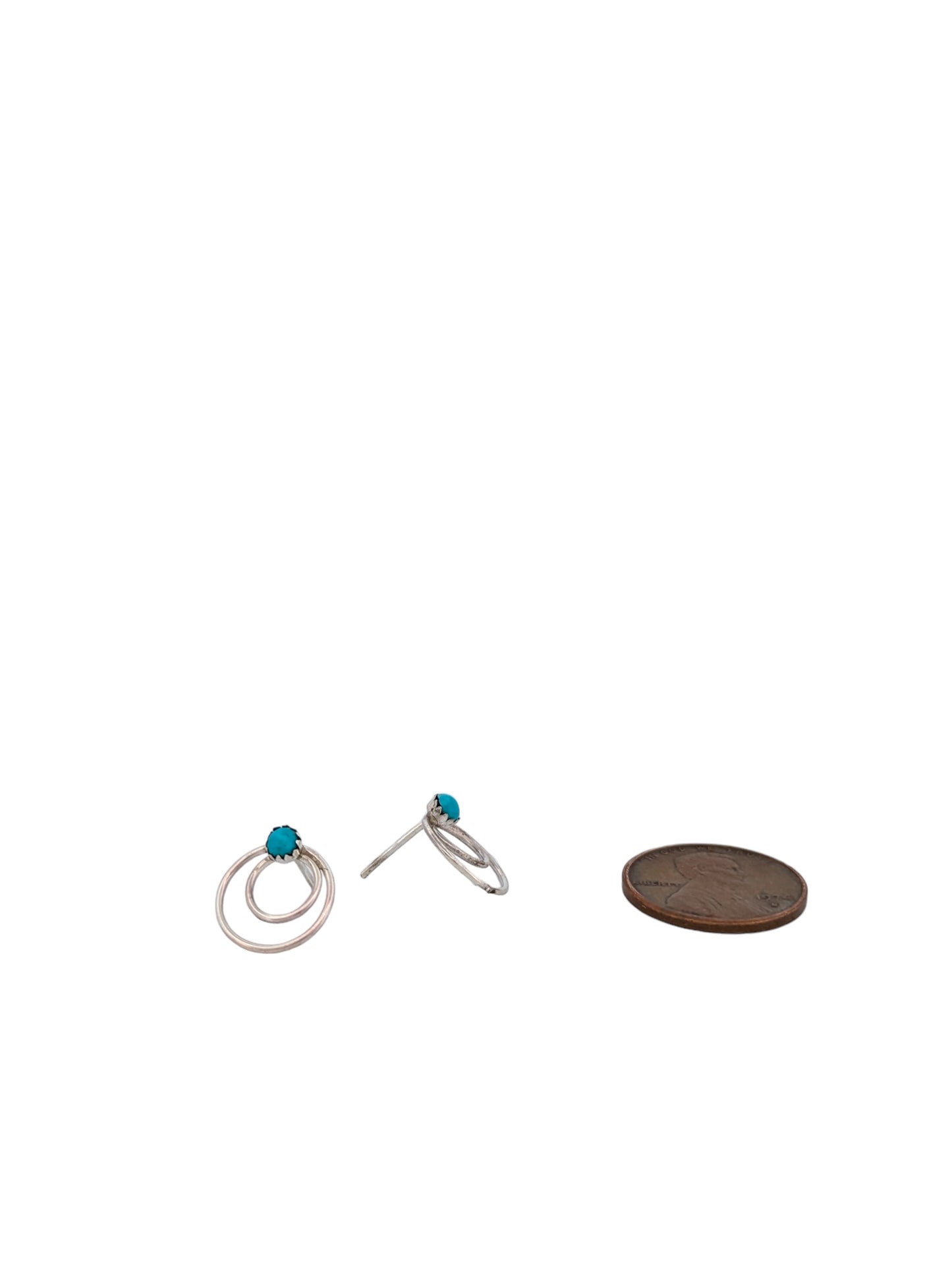 Culebra Crossing | Handmade Sterling Silver Earrings with Double Rings and Turquoise