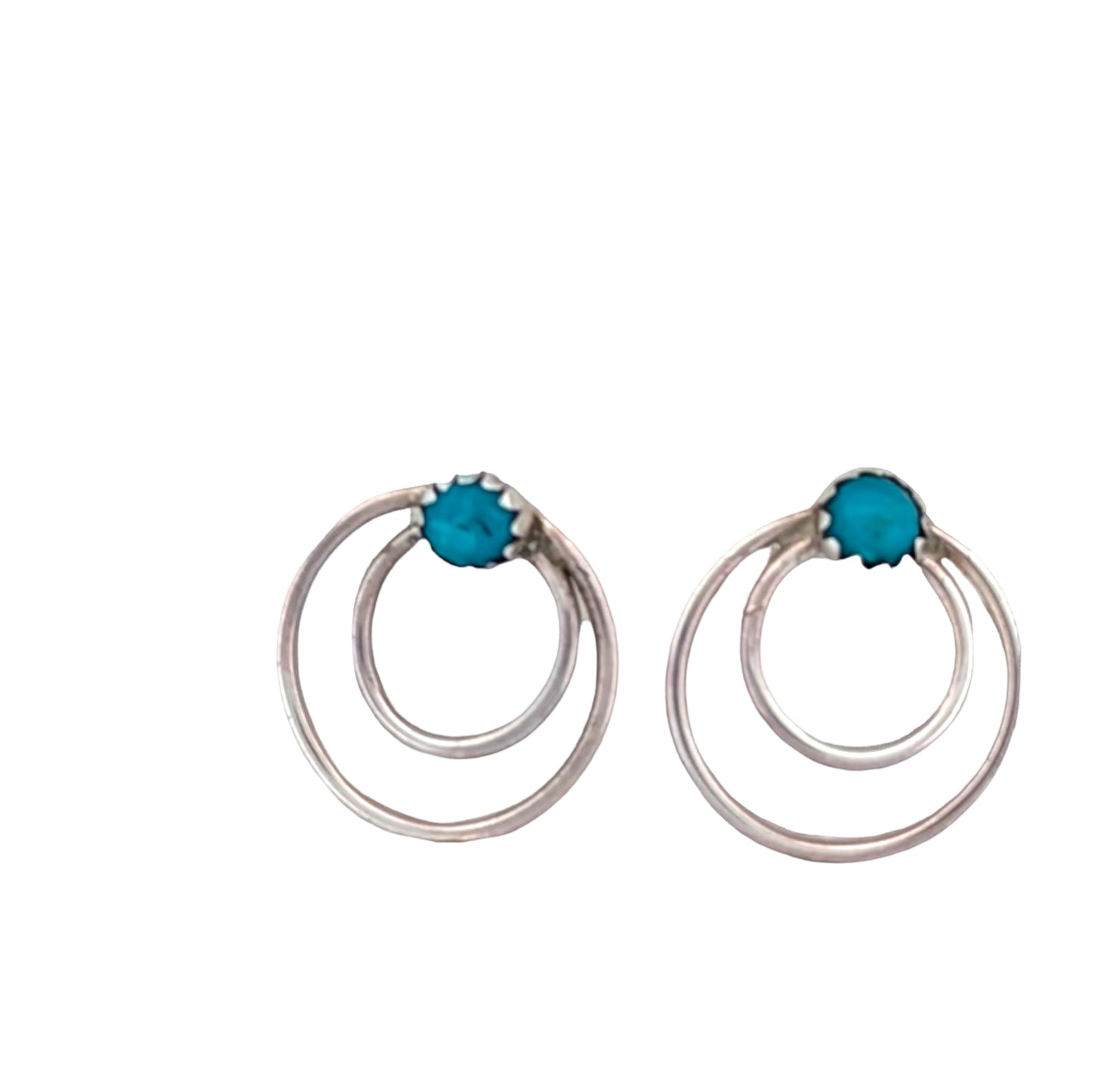 Culebra Crossing | Handmade Sterling Silver Earrings with Double Rings and Turquoise