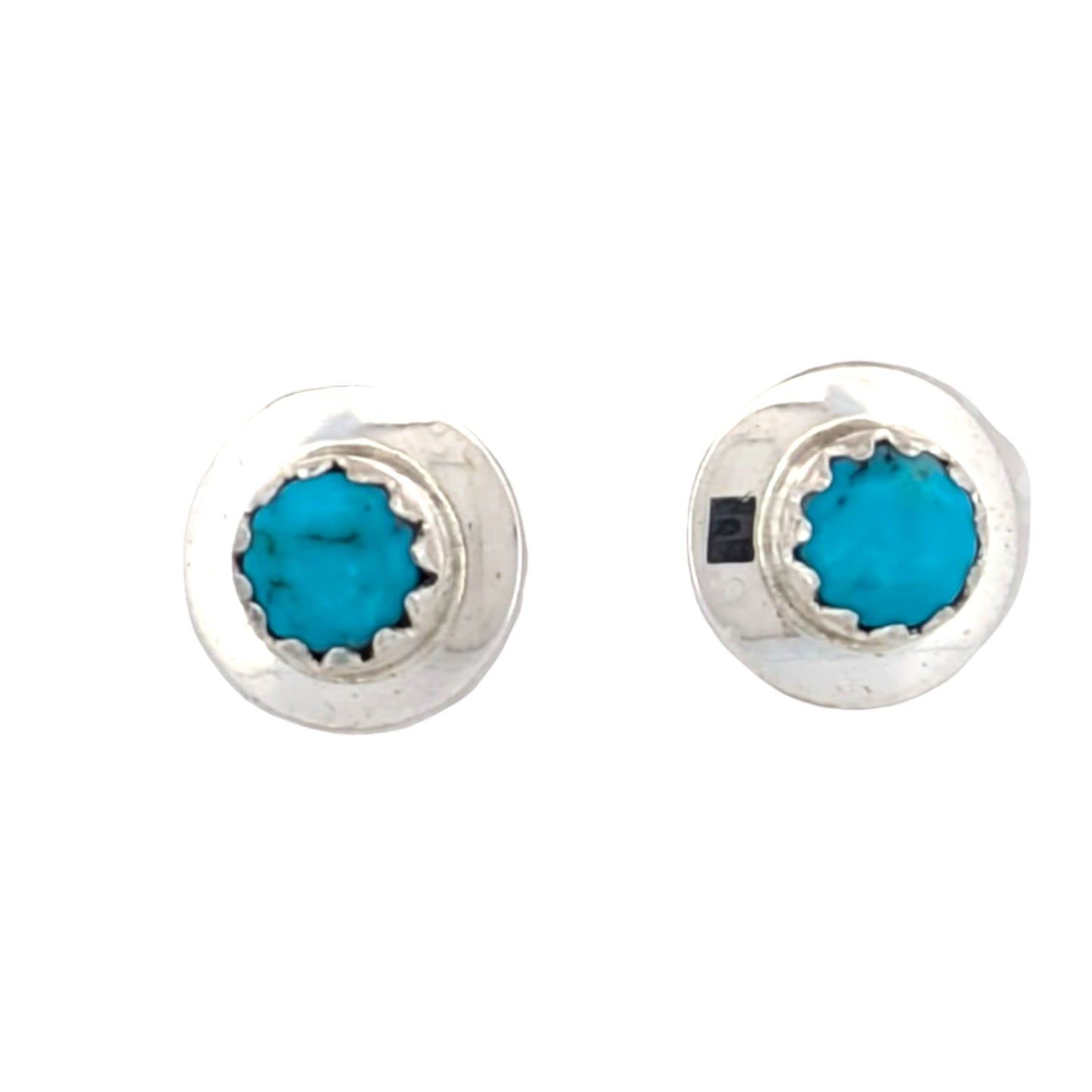 Coyote Ridge | New Native American Handmade Sterling Silver and Round Turquoise Button Earrings