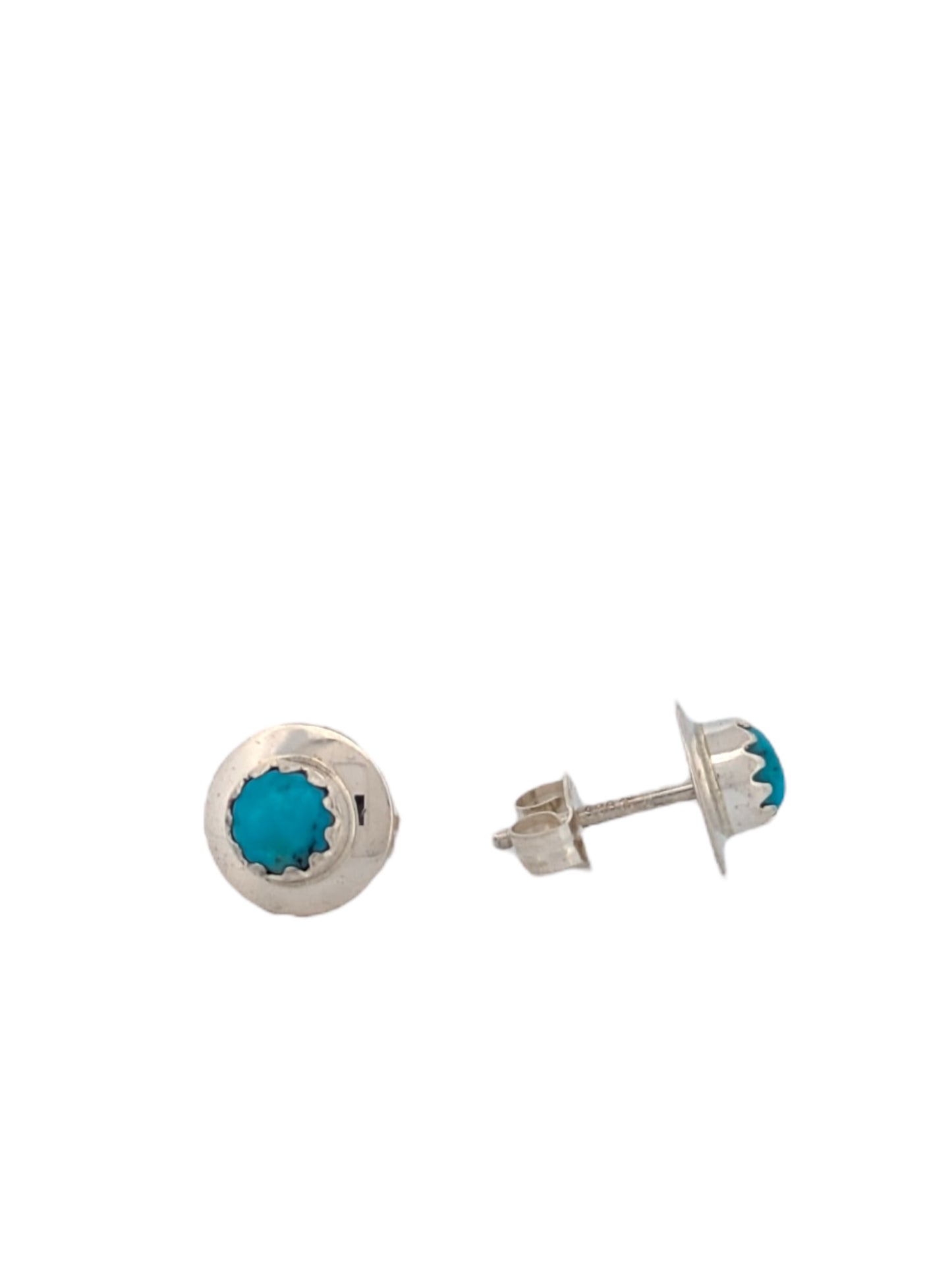 Coyote Ridge | New Native American Handmade Sterling Silver and Round Turquoise Button Earrings