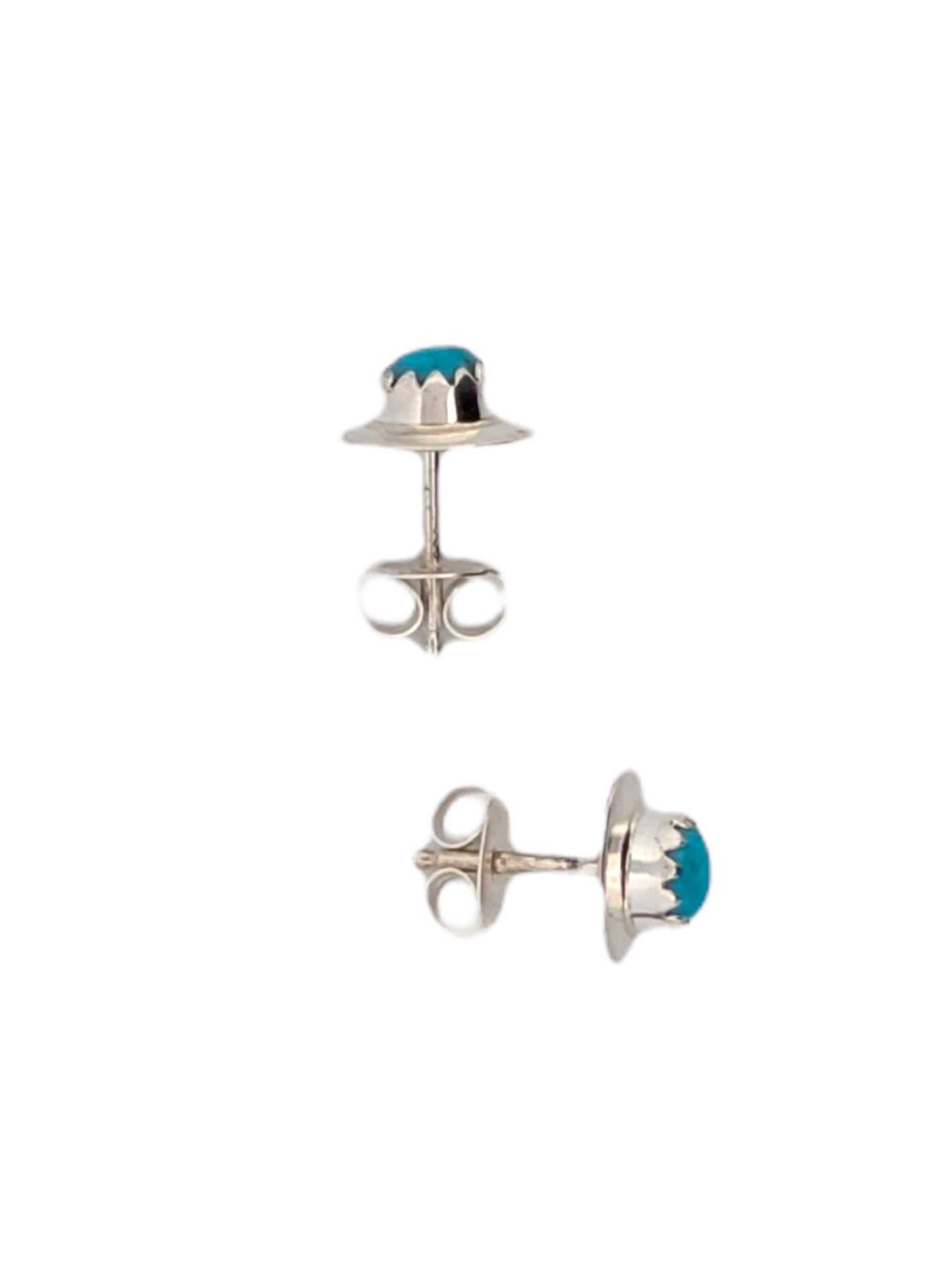 Coyote Ridge | New Native American Handmade Sterling Silver and Round Turquoise Button Earrings