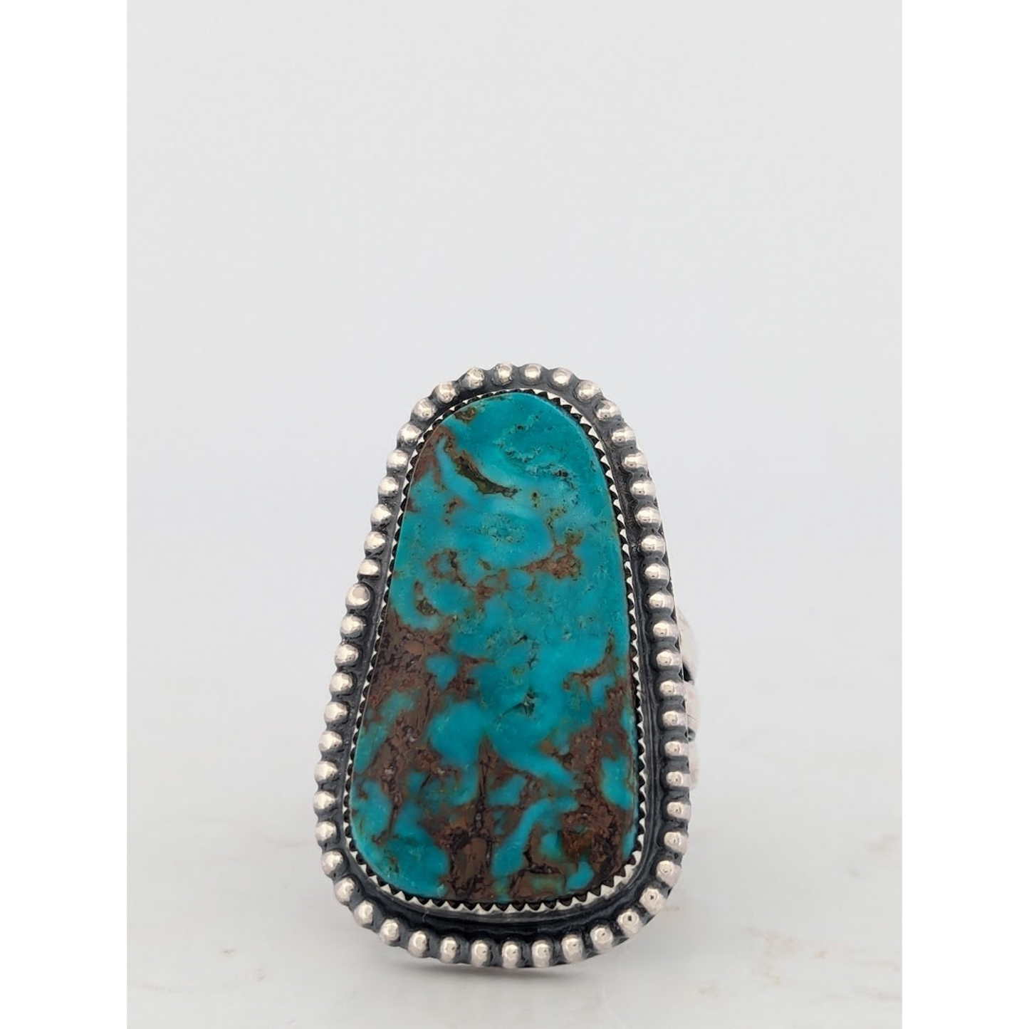 Hawk's Nest | Hand-Fabricated Sterling Silver Ring - Bold Kingman Turquoise (Size 10)