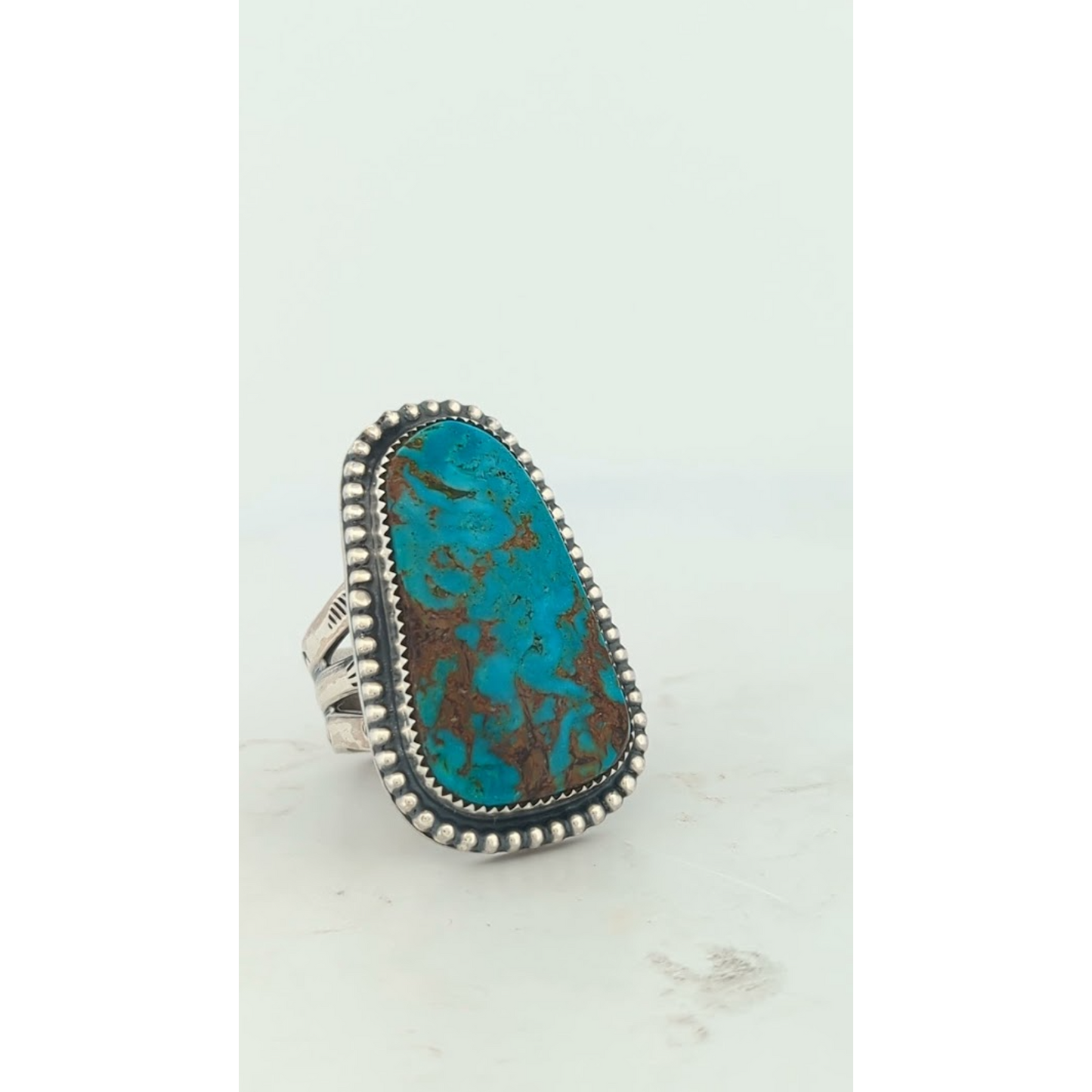 Hawk's Nest | Hand-Fabricated Sterling Silver Ring - Bold Kingman Turquoise (Size 10)