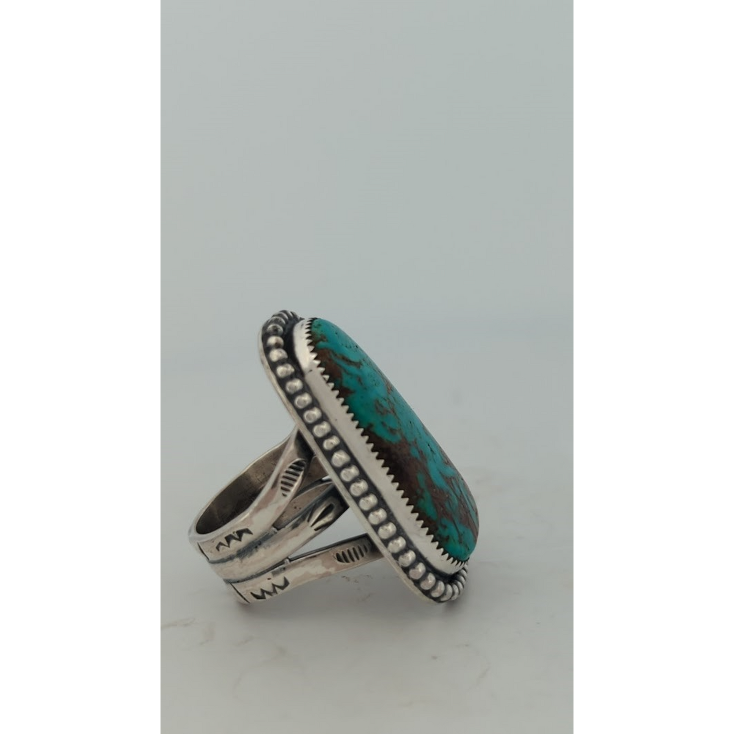 Hawk's Nest | Hand-Fabricated Sterling Silver Ring - Bold Kingman Turquoise (Size 10)