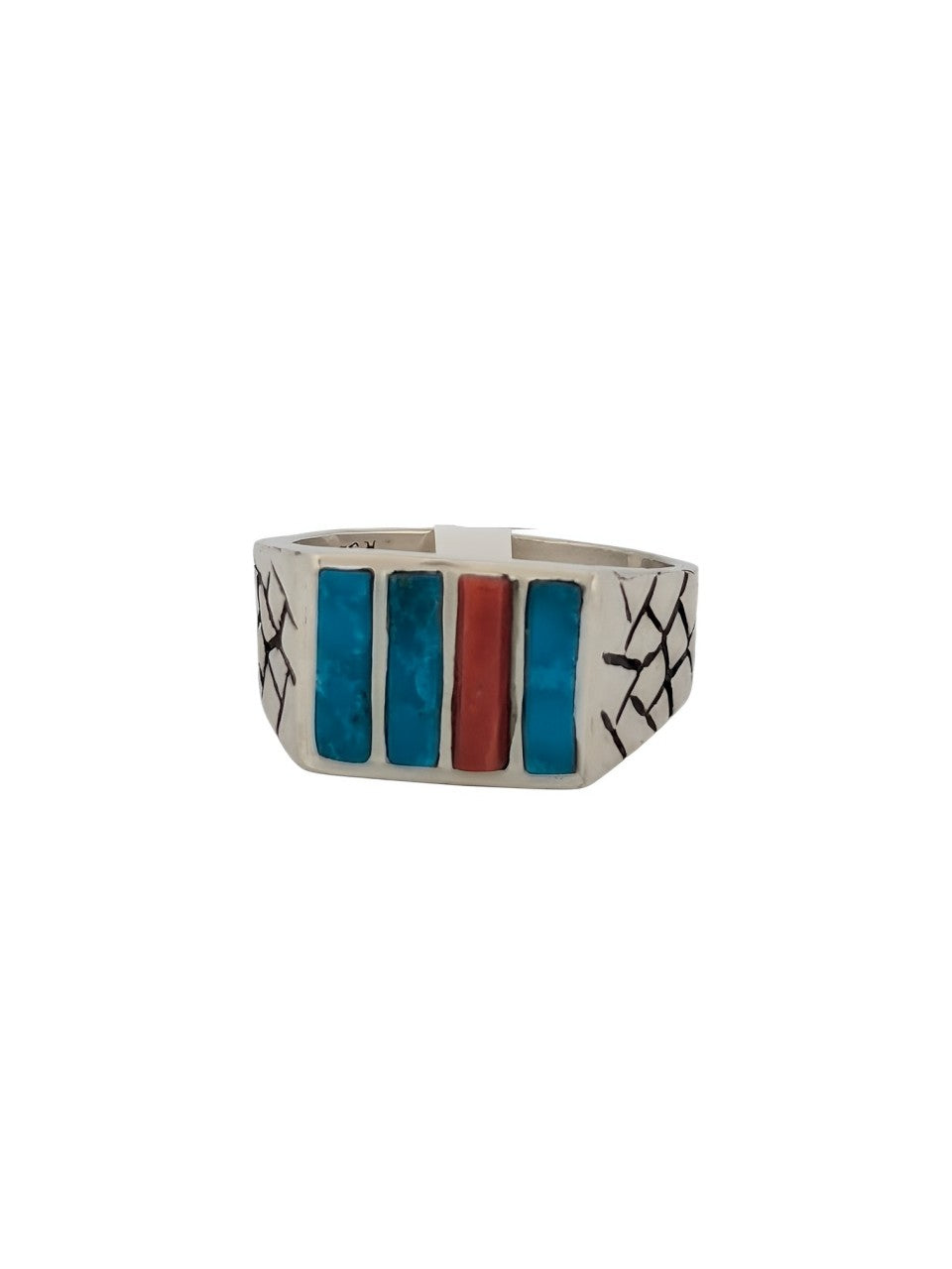 Payson Way | Sterling Silver Ring with Turquoise and Coral (Size 9.5)