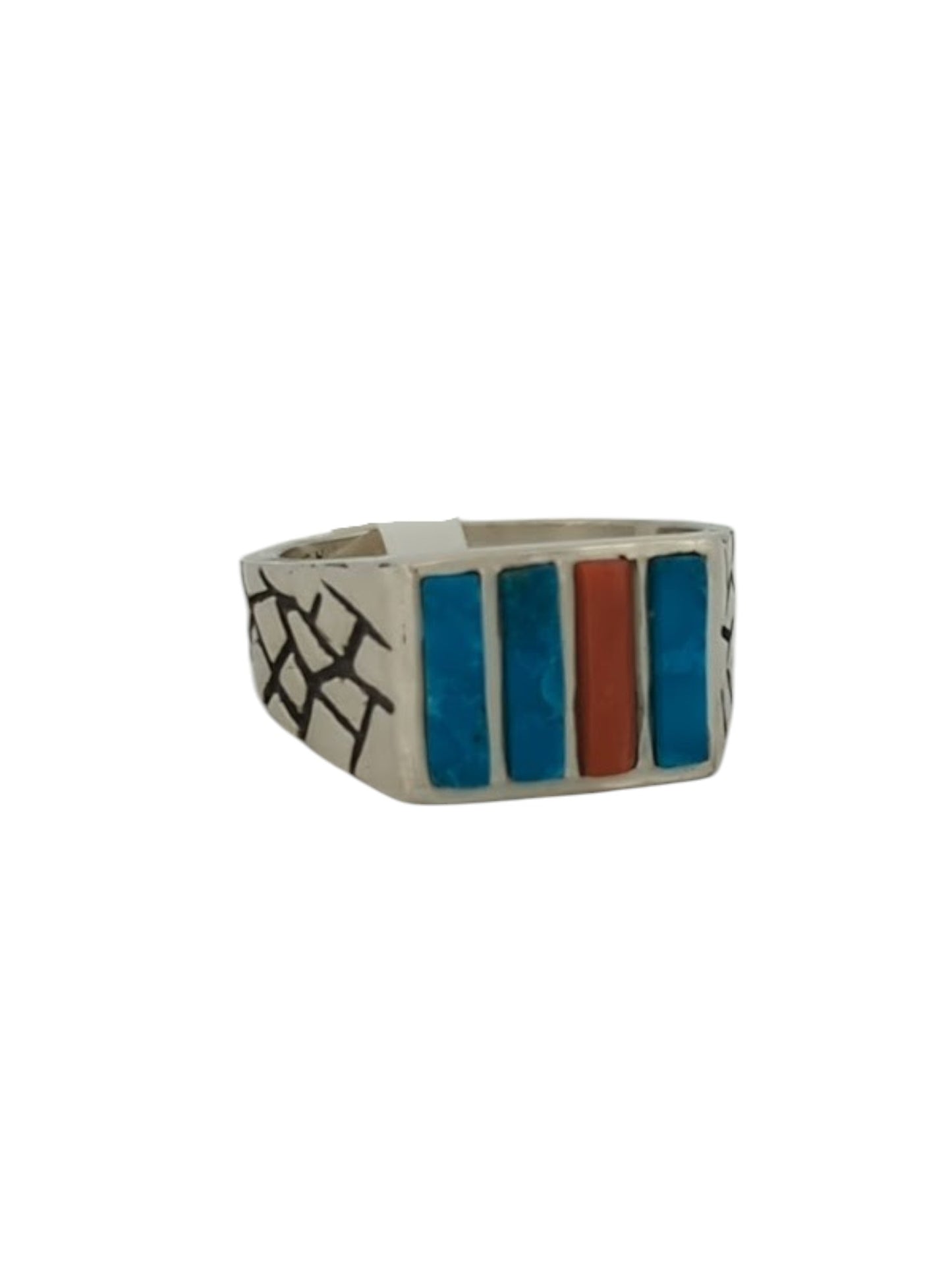 Payson Way | Sterling Silver Ring with Turquoise and Coral (Size 9.5)