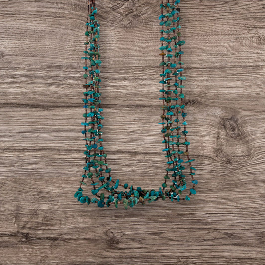 Feral Hog Point | Handmade Beaded Necklace with Rough Turquoise and Heishi Beads