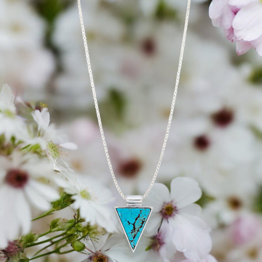 Wild Rose | Sterling Silver and Number 8 Turquoise Pendant