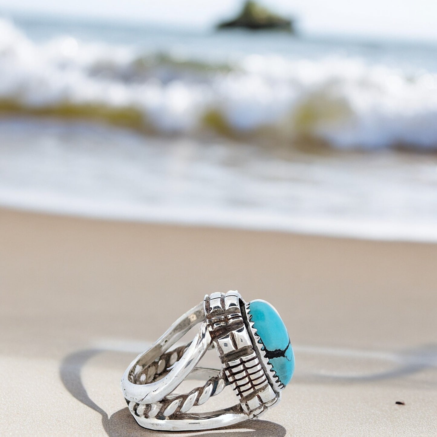 Fort Griffin | Sterling Silver and Turquoise Ring by Robert Drozd - Size 6.5