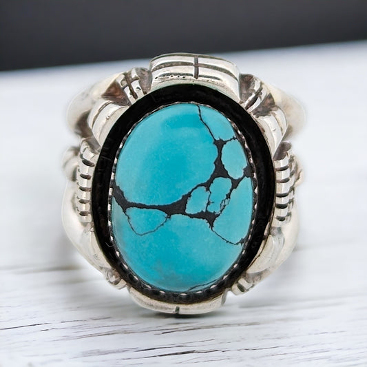 Fort Griffin | Sterling Silver and Turquoise Ring by Robert Drozd - Size 6.5