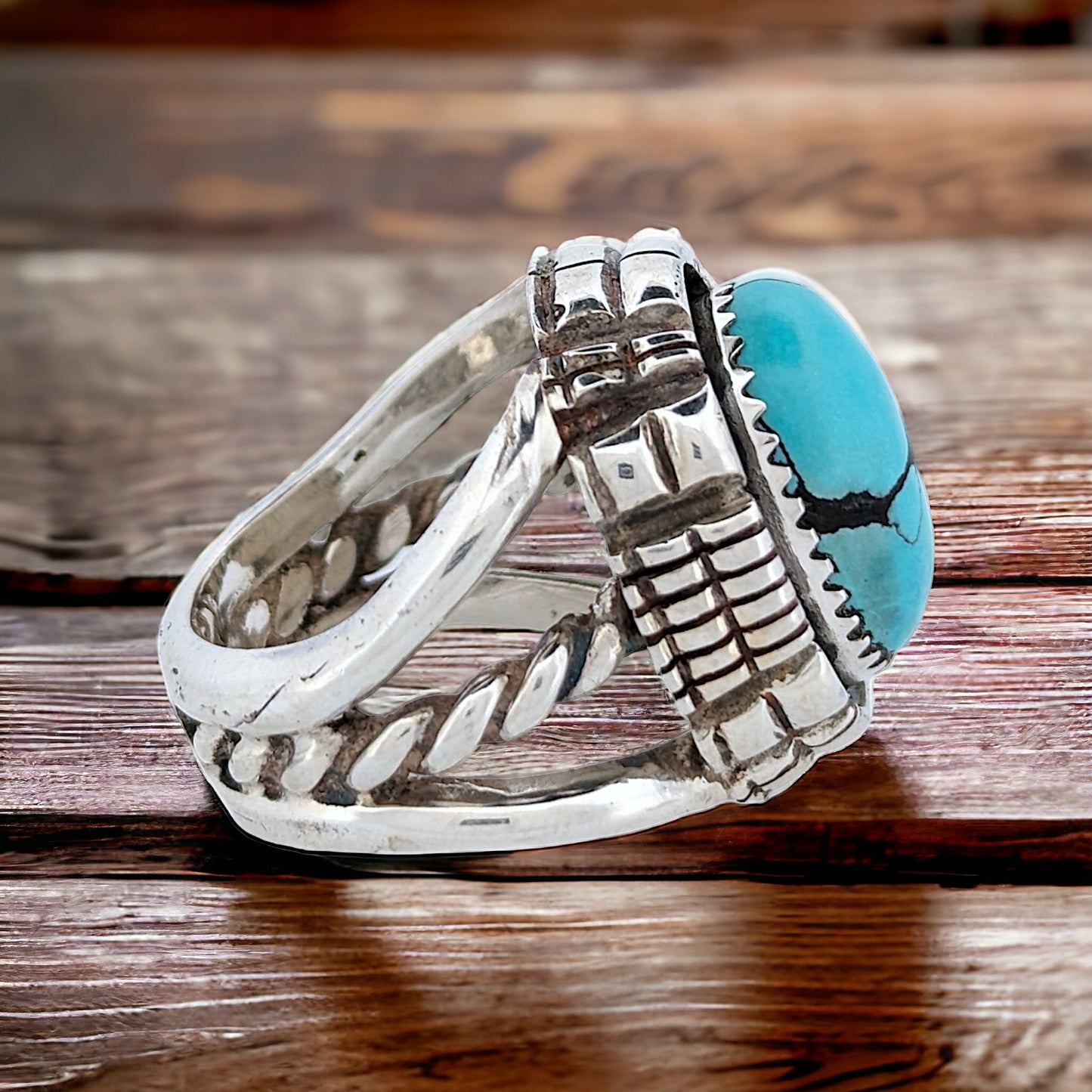 Fort Griffin | Sterling Silver and Turquoise Ring by Robert Drozd - Size 6.5