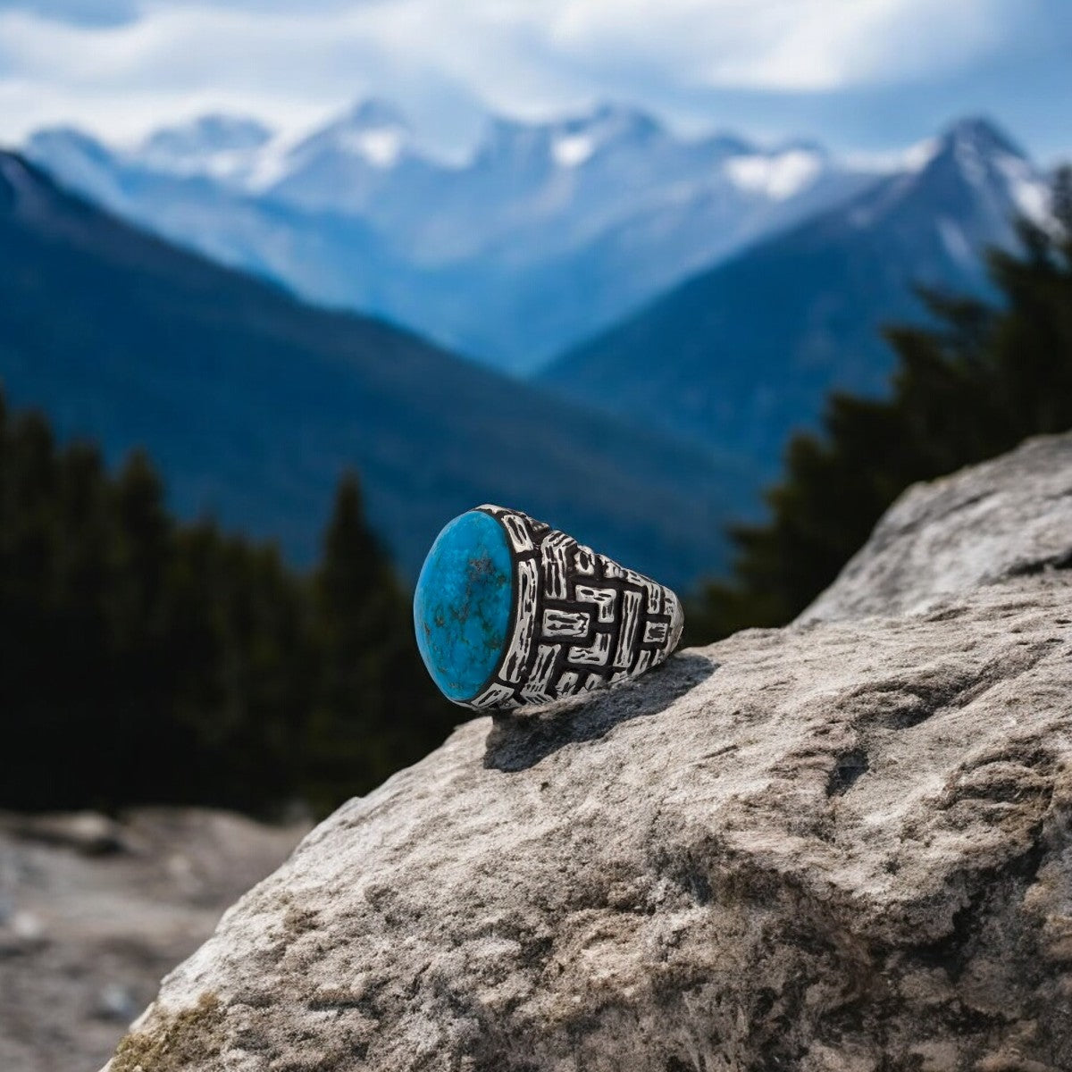 Swift Hill | Sterling Silver & Blue Kingman Turquoise Vintage Style Ring - Size 7