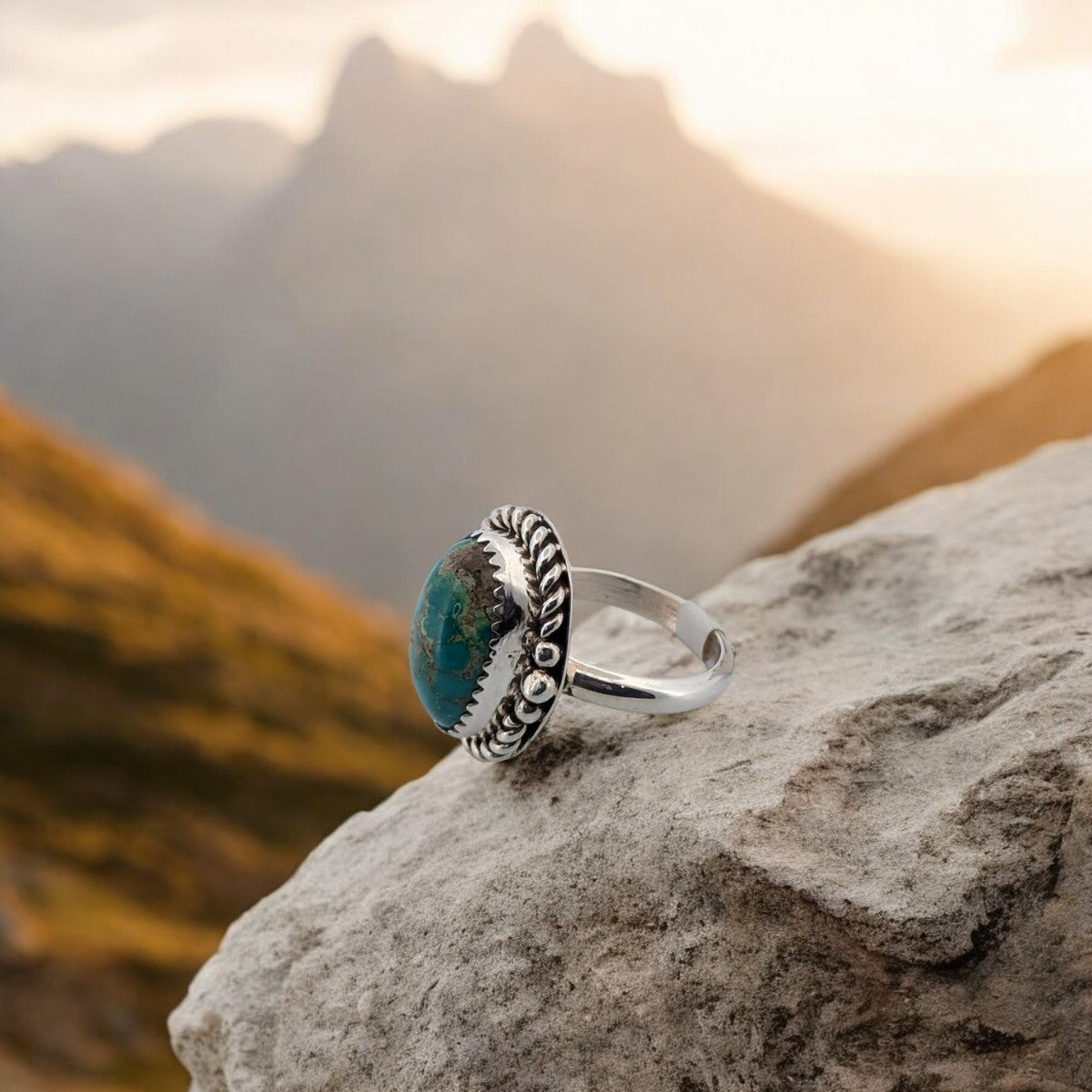 Silent Peak | Handmade Sterling Silver and Turquoise Ring by Jarod Gordy- Size 5