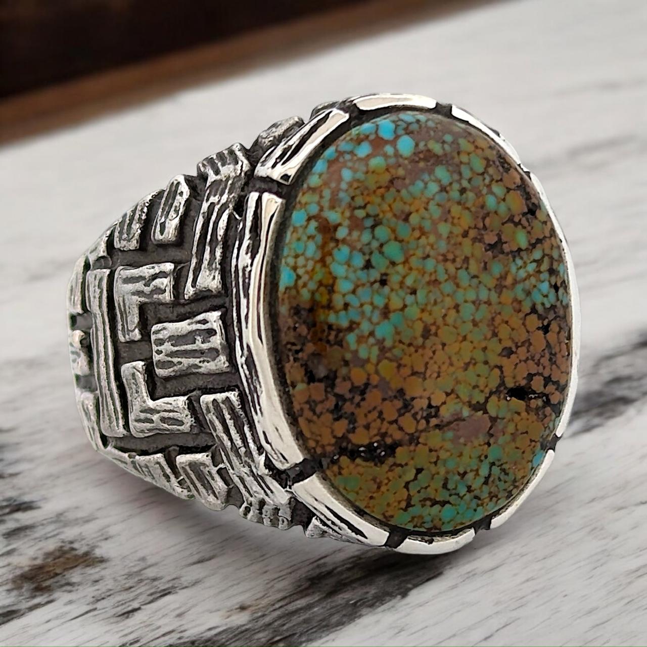 Horse Heaven | Handcrafted Sterling Silver Ring with Kingman Turquoise Cabochon, Artisan Jewelry - Size 9.5