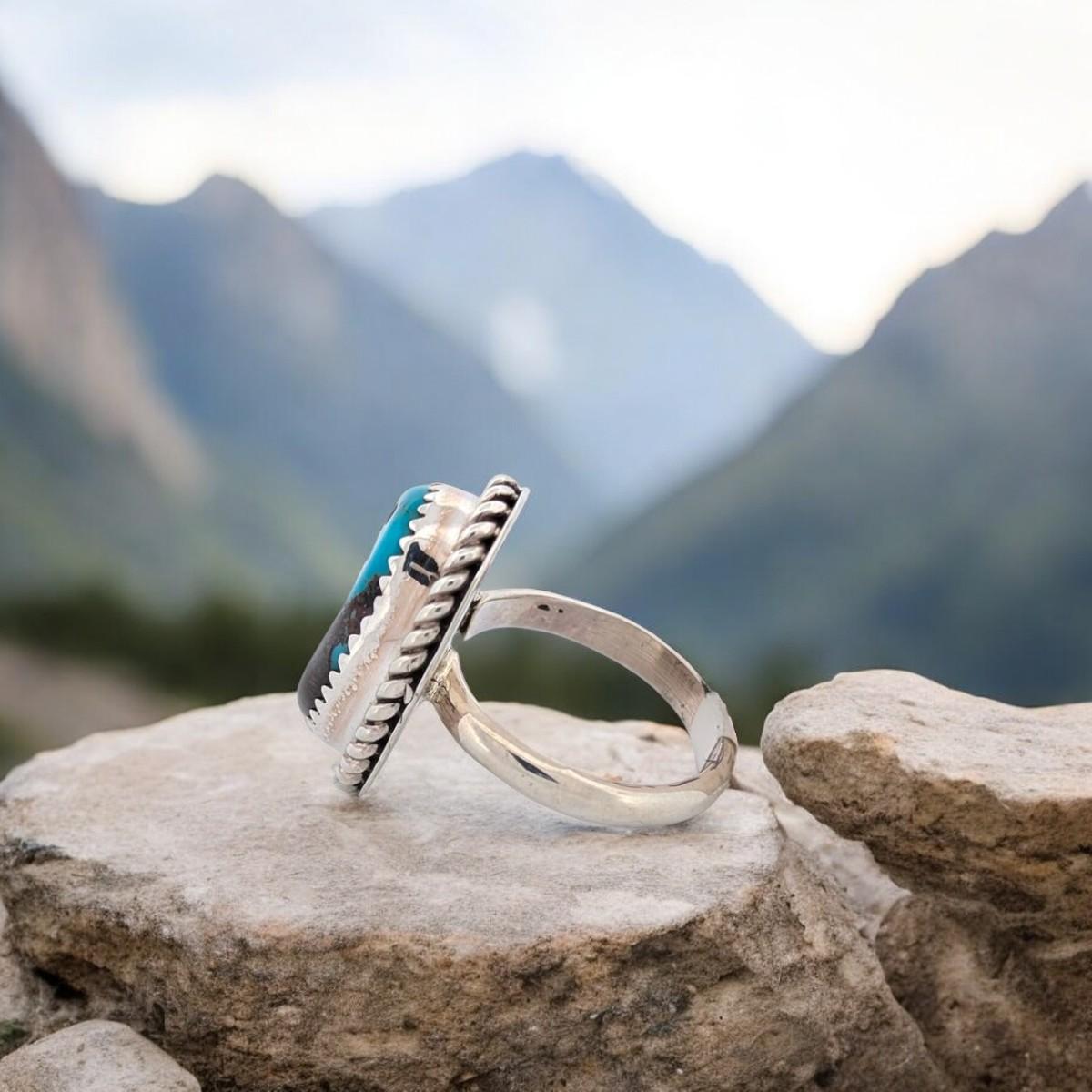 Shallow Dune | Handmade Sterling Silver and Turquoise Ring by Jarod Gordy- Size 5.5