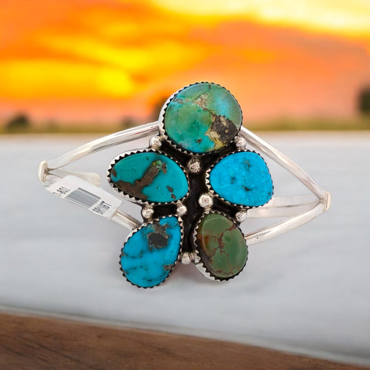 Clementine's Stagecoach | Navajo Sterling Silver Turquoise Cuff Bracelet