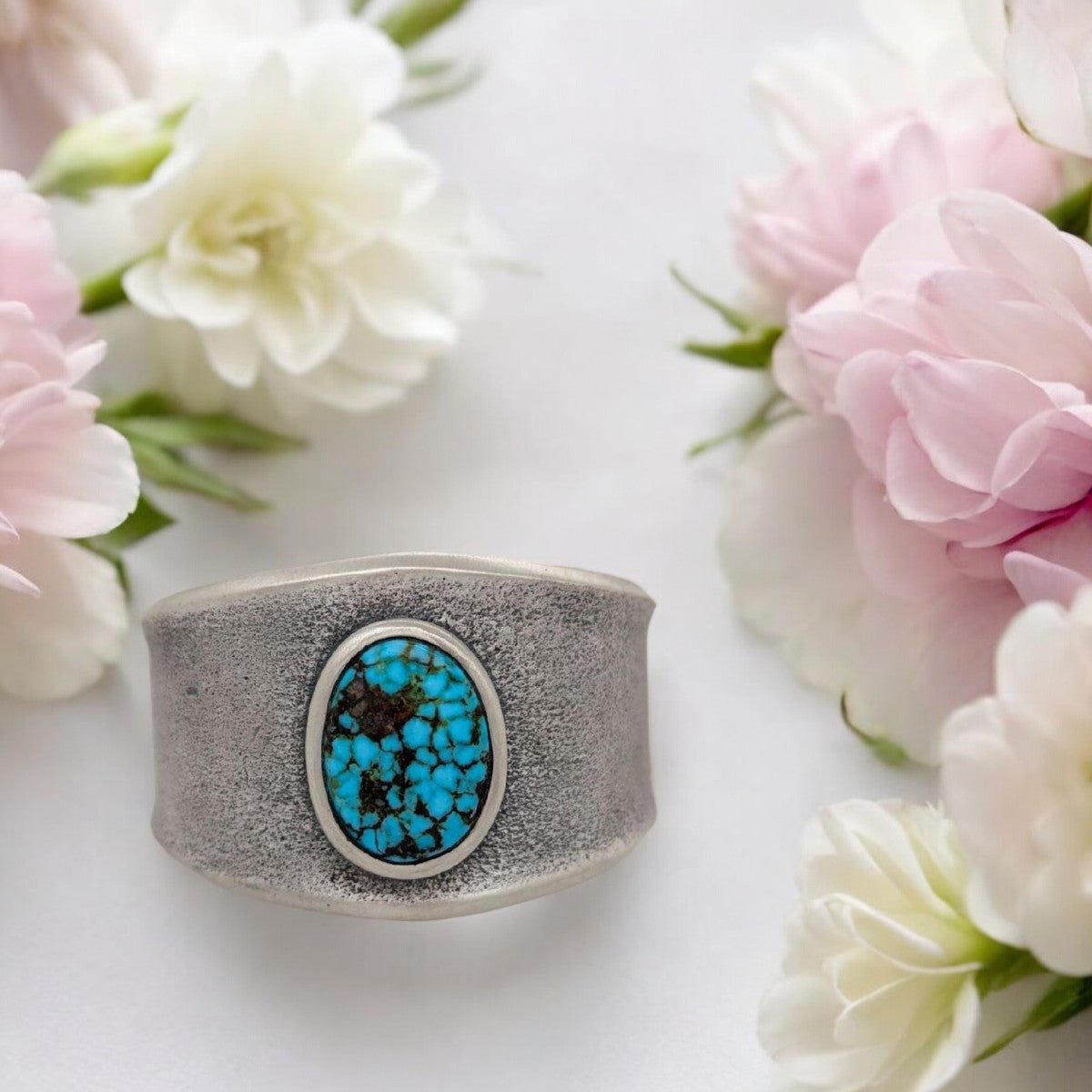 Alamo Crossing | Sterling Silver Kingman Turquoise Tufa Cast Cuff Southwestern Bracelet