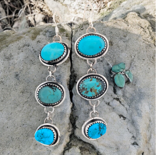 Desert Lake | Native American Handmade Sterling Silver Earrings