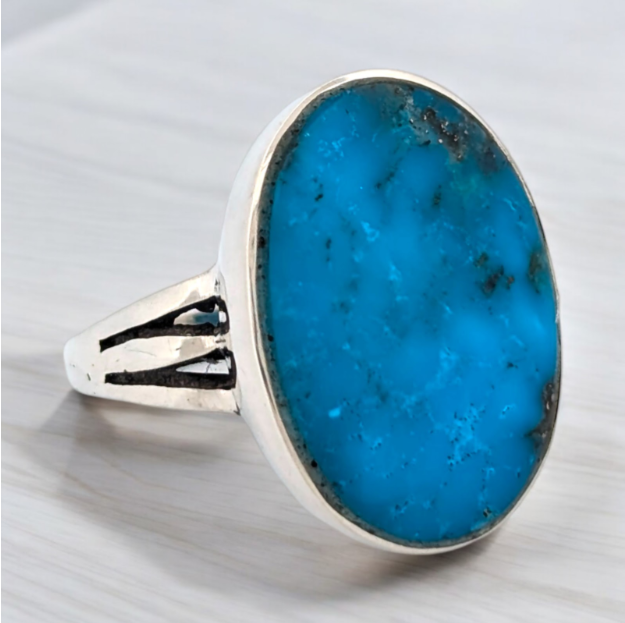 Coyote Creek | Handmade Sterling Silver Ring with Deep Blue Kingman Turquoise