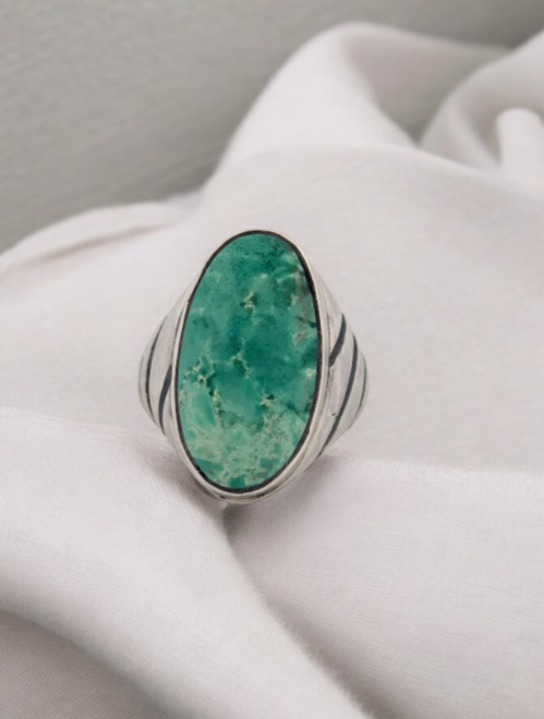 Juarez | Sterling Silver Ring - Mint Green Variscite Center Stone (Size 11)