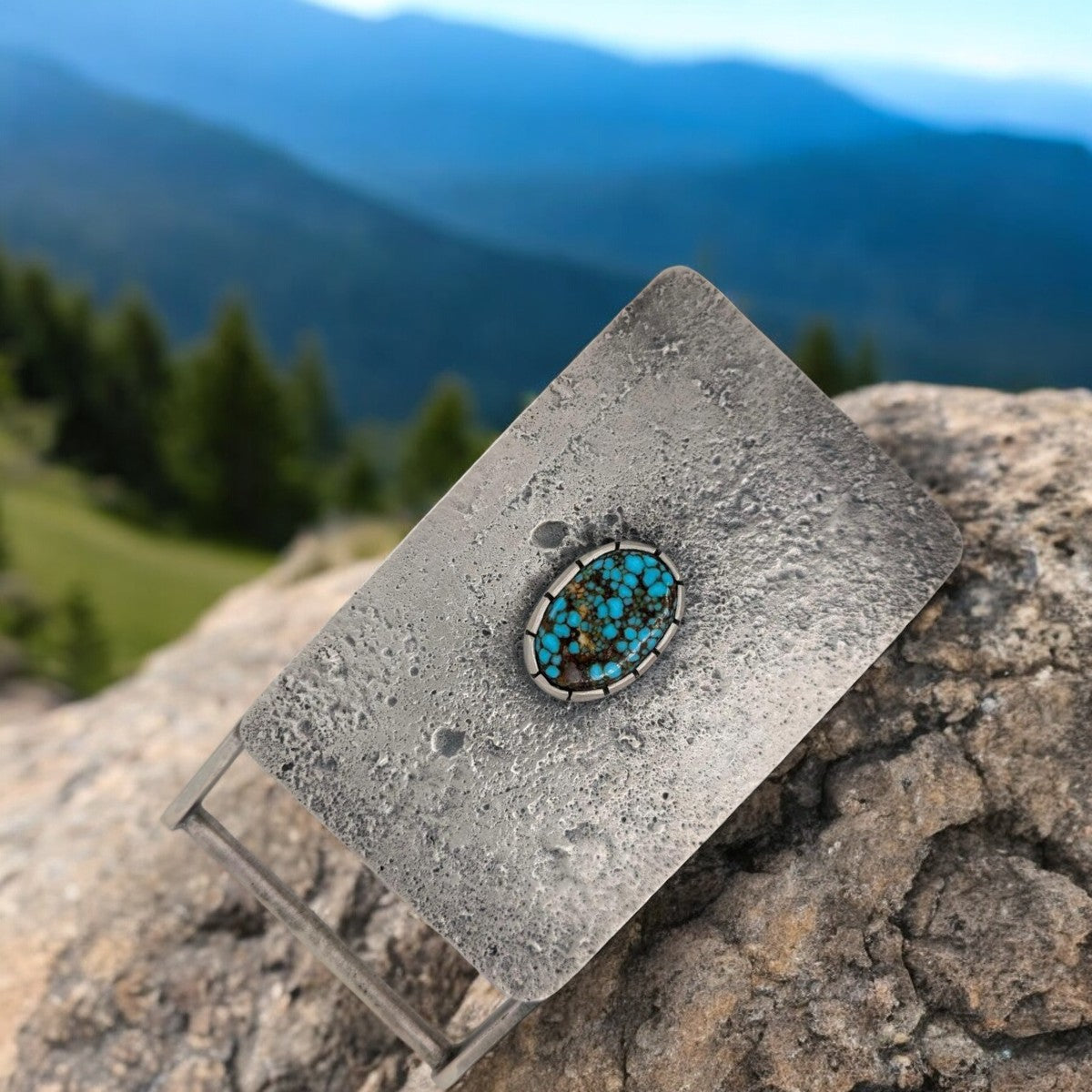 Gambler's Ledge | New Rob Sherman Tufa Cast Sterling Silver and Turquoise Belt Buckle