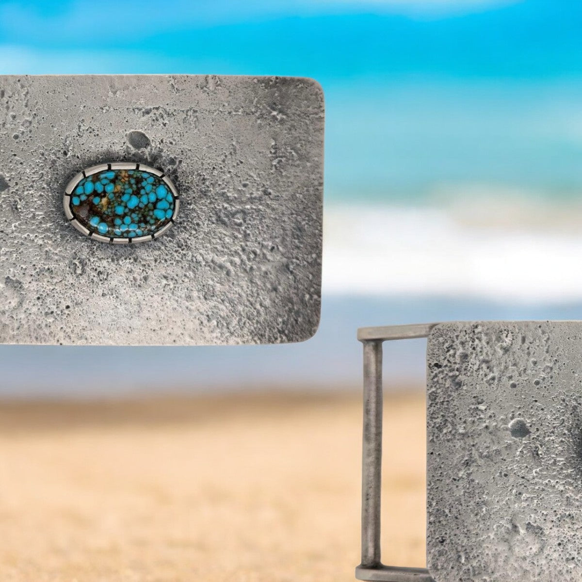 Gambler's Ledge | New Rob Sherman Tufa Cast Sterling Silver and Turquoise Belt Buckle