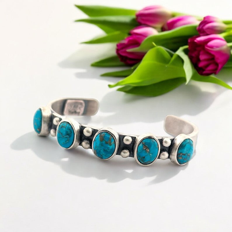 Scorpion Scythe | Hand Fabricated Sterling Silver and Kingman Turquoise Cuff Bracelet