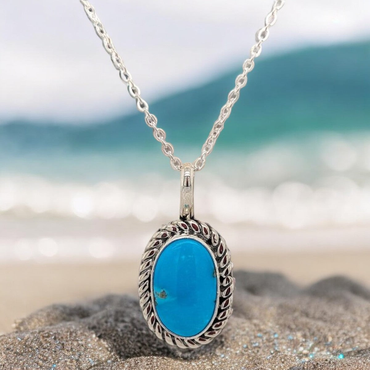 Mud Flats | Handmade Native American Sterling Silver and Turquoise Pendant by Jarod Gordy