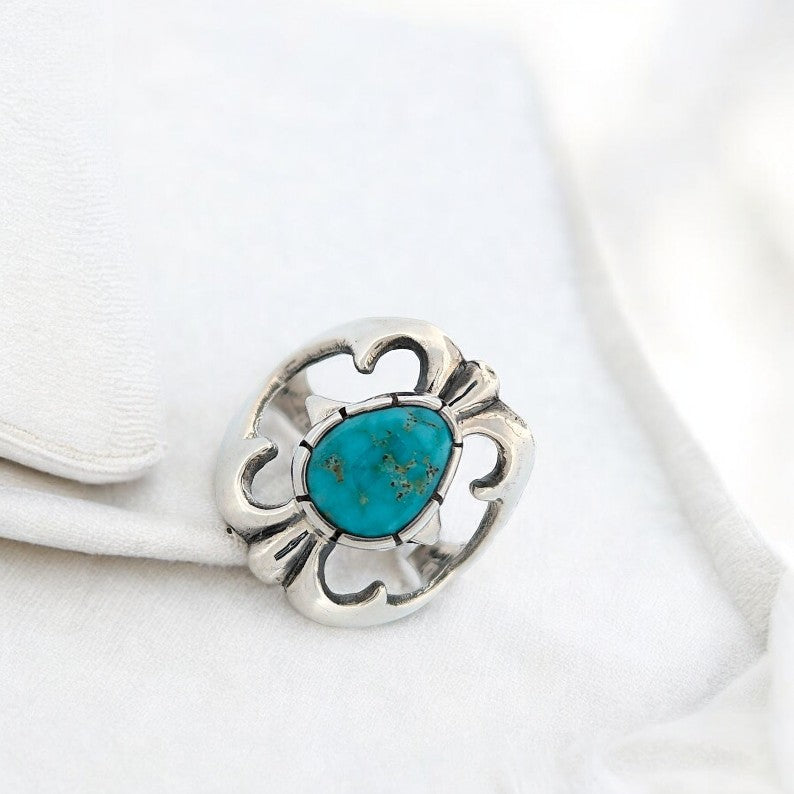 Broken Stream | Handmade Sterling Silver &  Kingman Turquoise Ring- Size 8