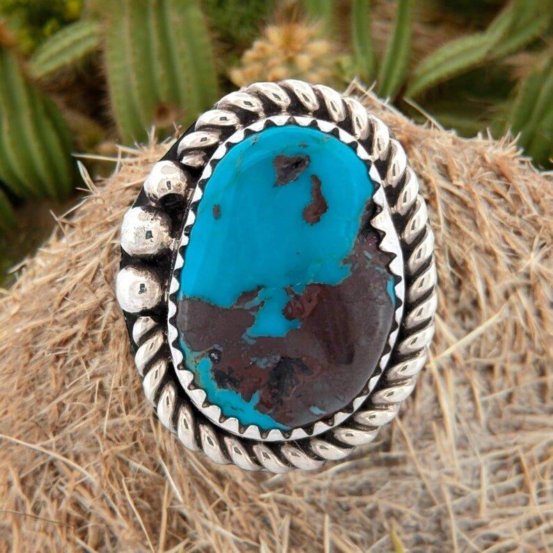 Shallow Dune | Handmade Sterling Silver and Turquoise Ring by Jarod Gordy- Size 5.5