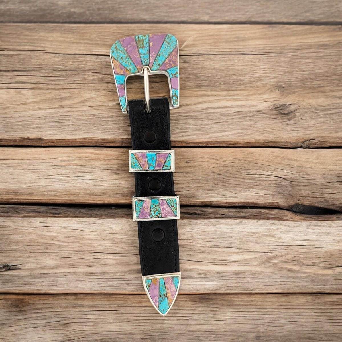 Wolf City | Handmade Sterling Silver Turquoise and Phosphorite Ranger Belt Buckle