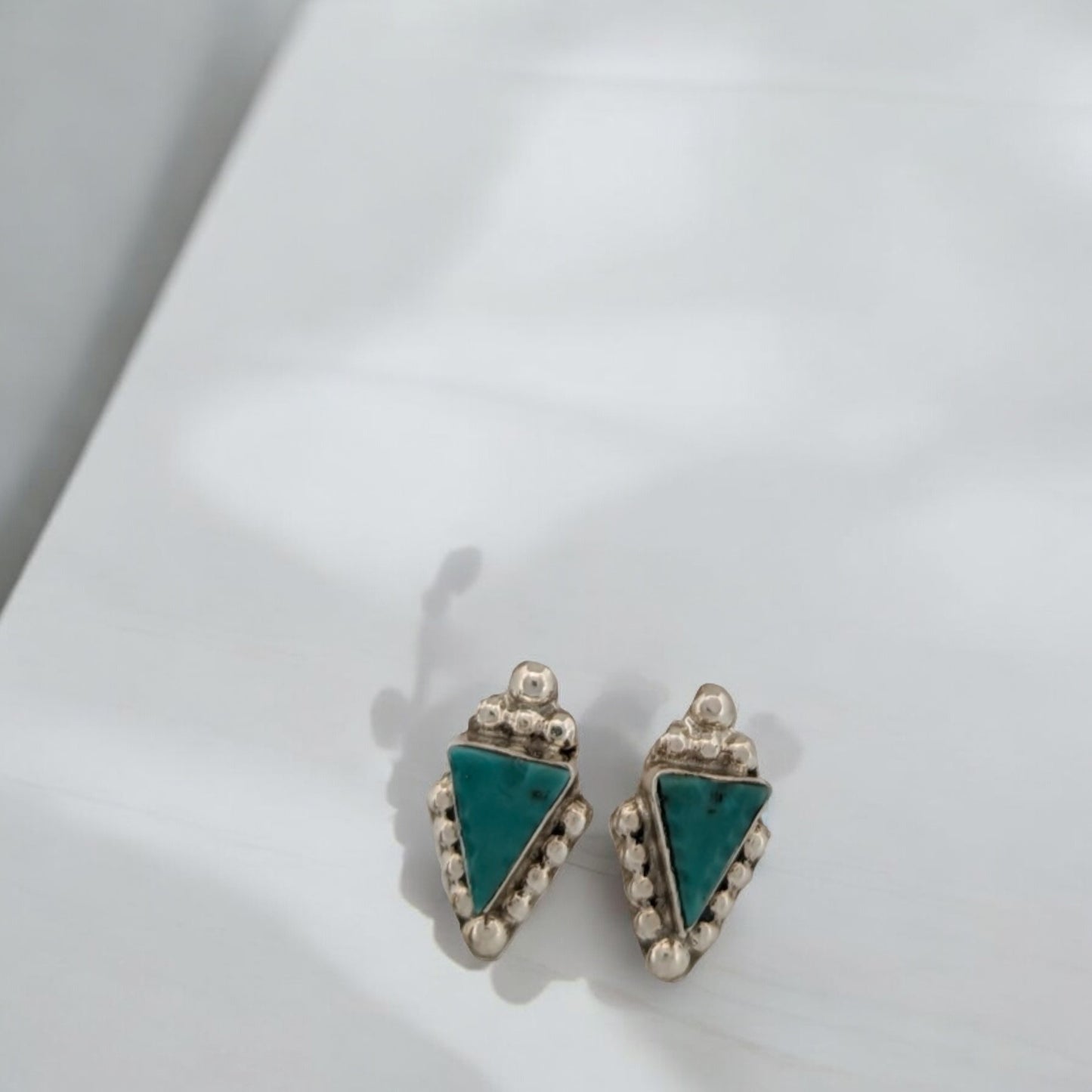 Blanco Way |  Handmade Sterling Silver and Turquoise Earrings Made by Navajo Artist Denise Natewa