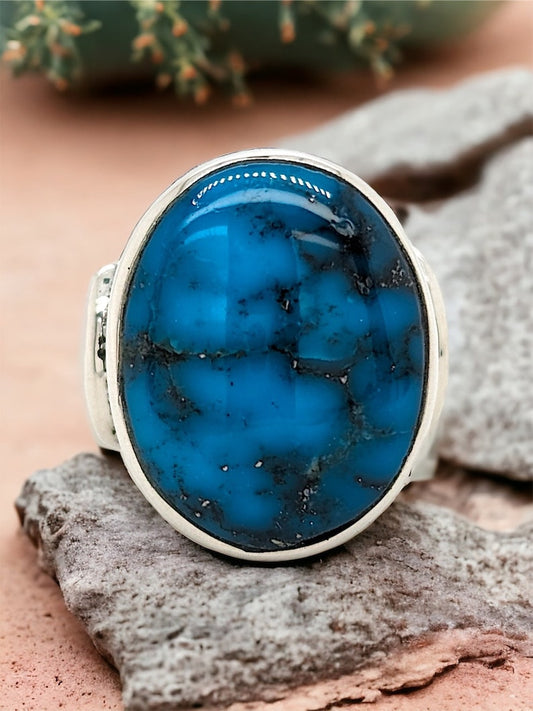 The Ash Fork |  Kingman Turquoise Sterling Silver Ring Size 7