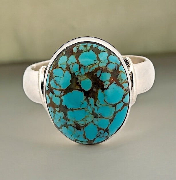 Bandit's Ridge | Sterling Silver Ring with Number 8 Turquoise - Size 7