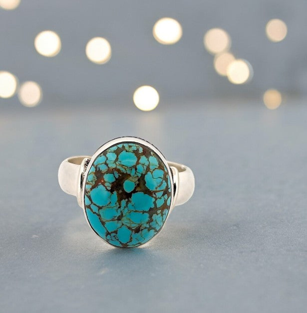 Bandit's Ridge | Sterling Silver Ring with Number 8 Turquoise - Size 7
