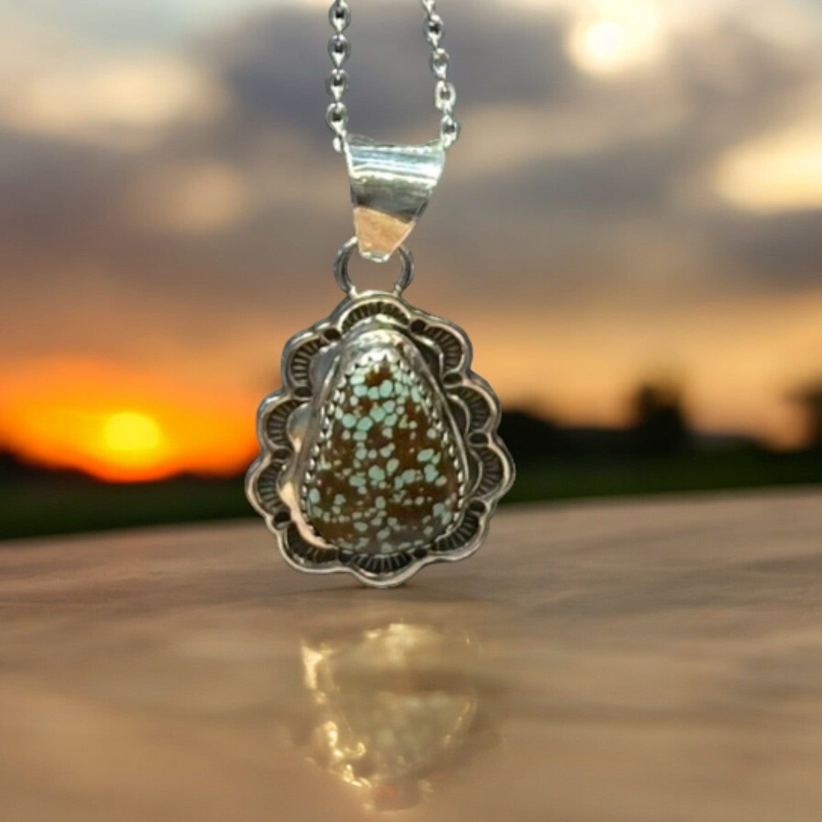 Thermopolis | Handmade Sterling Silver and Turquoise Pendant by Jarod Gordy