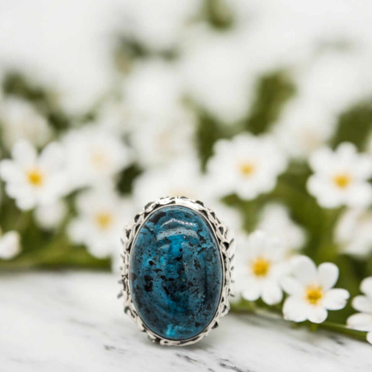 Vulture City's Gem | Sterling Silver & Bisbee Turquoise Ring by Rob Sherman