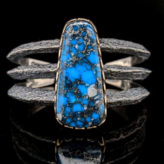 The Arizona | Tufa Cast High-Grade Kingman Turquoise Cuff