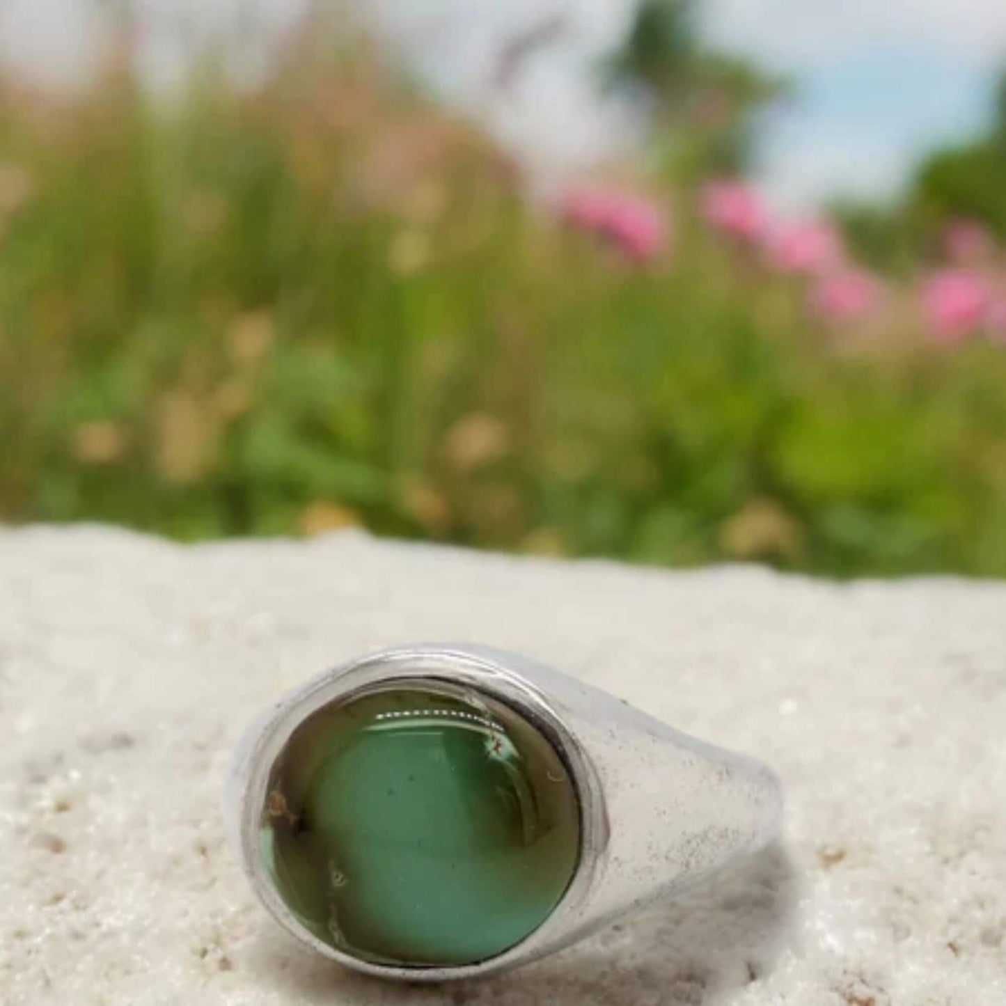 Prickly Pear | Sterling Silver Green Turquoise Handmade Ring - All Sizes