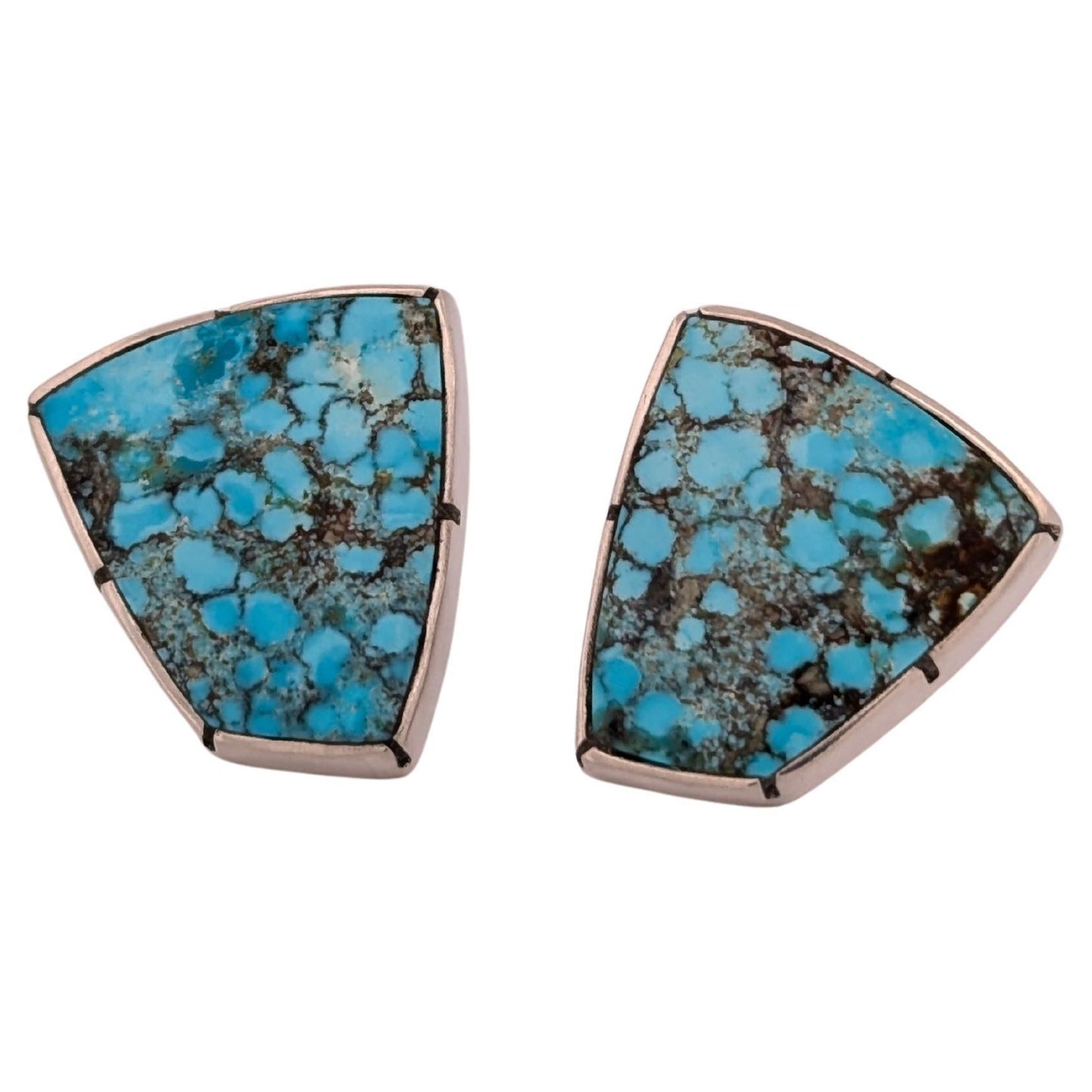 Beaver Springs | Sterling Silver Earrings with Kingman Turquoise Cabochons