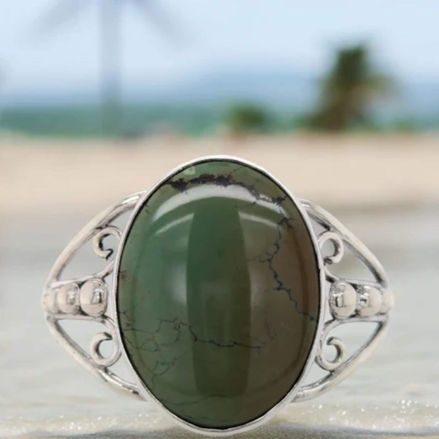 Canyon Wash | Sterling Silver Cuff Bracelet with Captivating Green Turquoise Gemstone